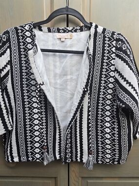 Pink Chicken Linen Jacket with Black Geometric Pattern